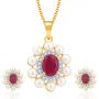 Atosie Pearl and Ruby Necklace set by KaratCraft