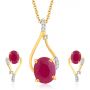 Furly Ruby and Diamond Pendant Set by KaratCraft